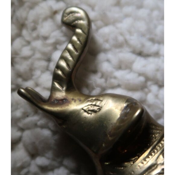 Solid Brass Hand Crafted Elephant Collectible Small Statue Figure Vintage - Picture 8 of 8